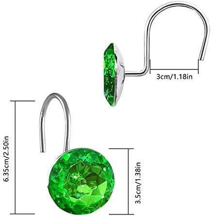 12 Pcs Bling Rhinestones Shower Curtain Hooks Bathroom Rolling Hooks