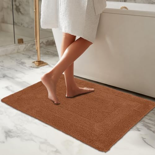 COTTON CRAFT Bath Rugs - 2 Pack Large 20x30 Soft Plush Bath Mats - Mocha