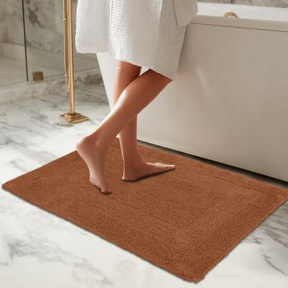 COTTON CRAFT Bath Rugs - 2 Pack Large 20x30 Soft Plush Bath Mats - Mocha