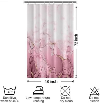 Pink Marble Stall Waterproof Shower Curtain 48x72 inches