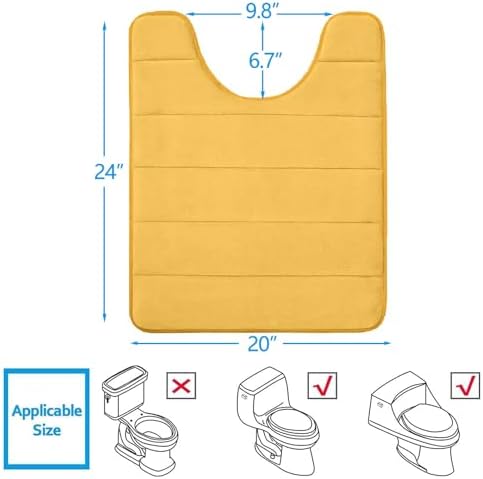 Buganda Memory Foam U-Shaped Toilet Rugs 24 x 20, Absorbent Bathroom mat