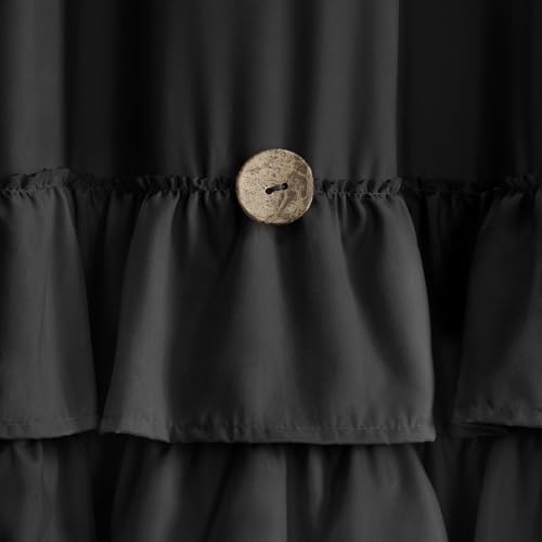 Ruffle Farmhouse Shower Curtain, Black Vintage Shower Curtains for Bathroom Fabric Cute Rustic Cloth, 72" W X 78" L Inch