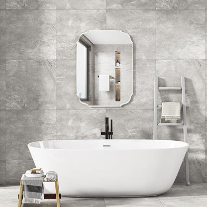 Silver Wall Mirror-Beveled Edge Frameless Mirror for Bathroom, Vanity, Bedroom, Rectangle Mirrors （28X20inch）