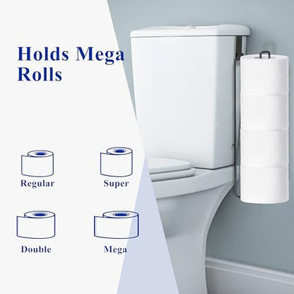 Black Toilet Paper Holder for 4 Rolls Tissue, Over The Tank Toilet Paper Holder, Stainless Steel Rustproof Toilet Paper Storage Wall Mount, for Rv, Bathroom Storage and Organization, 1 PC