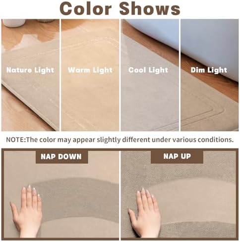 YIHOUSE Beige Memory Foam Bathroom Rug Set 5 Piece, Absorbent Bath Mat Sets, Non Slip Bath Mats for Bathroom Floor, Washable & Dry Quickly Bath Rug Set, Beige Rug Set5 Pieces