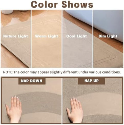 YIHOUSE Beige Memory Foam Bathroom Rug Set 5 Piece, Absorbent Bath Mat Sets, Non Slip Bath Mats for Bathroom Floor, Washable & Dry Quickly Bath Rug Set, Beige Rug Set5 Pieces