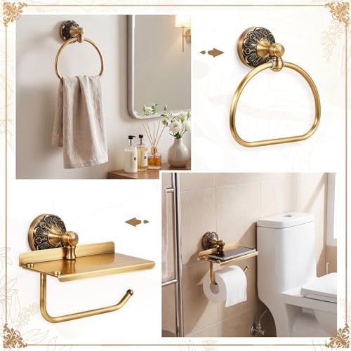 2 Pcs Antique Toilet Paper Holder Hand Towel Ring, Style 2