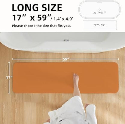 TYUU Thin Bath Mat Runner, Bathroom Rugs Non Slip Washable, 17x59 Orange