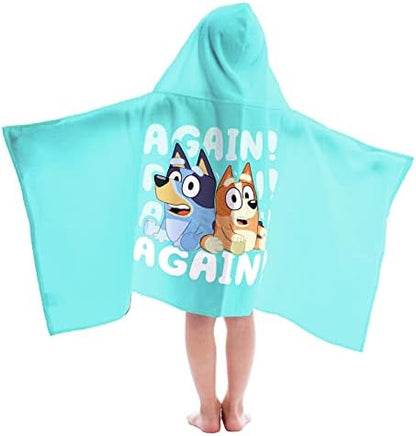 Jay Franco Bluey Bingo Cartoon Kids Hooded Towel Bath Wrap, Blue