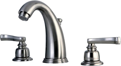 Kingston Brass KB988FL Royale Widespread Lavatory Faucet with Brass Pop-Up, Brushed Nickel,8-Inch Adjustable Center