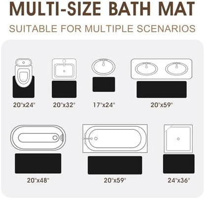 ACCUMTEK Memory Foam Bath Mat, Ultra Soft Absorbent Waffle Bathroom Rugs, Super Non-Slip PVC Backing Bath Rug Quick Dry, Machine Washable Rug for Tub, Shower, Home Decor Accessory, 24" x 17", Black