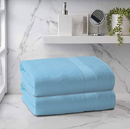 Belizzi Home Premium Cotton Oversized 2 Pack Bath Sheet 35x70-100% Pure Cotton - Ideal for Everyday use - Ultra Soft & Highly Absorbent - Machine Washable - Sky Blue