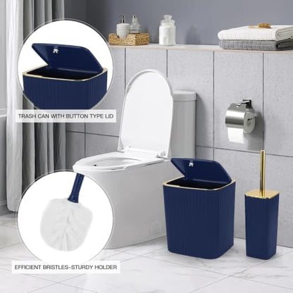 6PCS Bathroom Accessories Set, Navy Blue Bathroom Set for Boho Decor