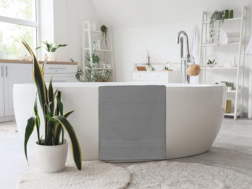 Bath Towels Pack of 6 – 24" x 48" – 100% Cotton Terry, Soft, Quick-Dry & Highly Absorbent – Light Grey Towels for Bathroom, Spa, Gym, Hotel, Pool & Everyday Use