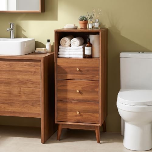 Bifins 37.6“ Tall Bathroom Cabinet with 3 Drawers and Open Shelf