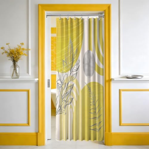 Mustard Yellow Stall Shower Curtain, 36X72 in Narrow Small, Mid Century