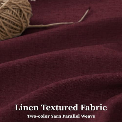 BTTN Burgundy Boho Scalloped Linen Textured Cloth Shower Curtain Set, 72x72