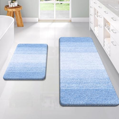 OLANLY Micorfiber Bathroom Rug Set 2 Piece, 47"x20"+24"x16"