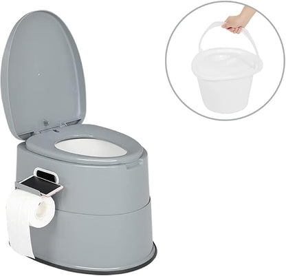 VINGLI Portable Detachable Camping Toilet | Splash-Proof Commode with Odor-Seal Lid | Compact Sanitation Solution for RV, Emergency, Outdoor Use, Grey