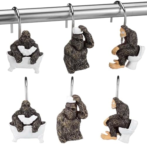 Roowest 12 Pcs Bigfoot Shower Curtain Hooks Stainless Steel Bathroom Decor