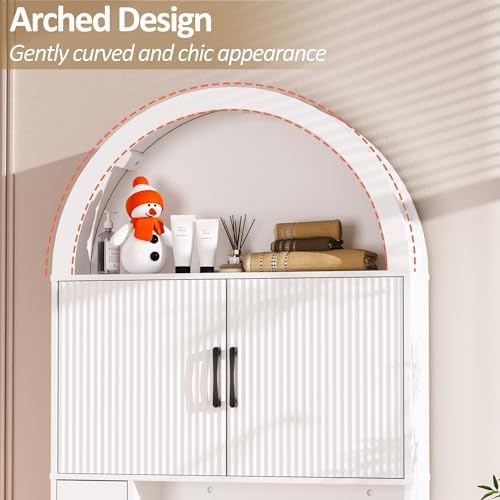 Spurgehom Over Toilet Storage Cabinet, Bathroom Arch Organizer, White