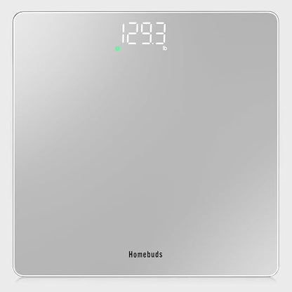 Homebuds Bathroom Scale for Body Weight High Precision 0.1lb, 400lb, Silver | Professional Factory Since 2001 Digital Weight Loss Scales Bathroom Accessories LED & Step-On, Tempered Glass, 3*AAA Included