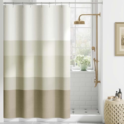jinchan Ombre Wood Taupe Shower Curtain for Bathroom 48x72 Inch 8 Hooks