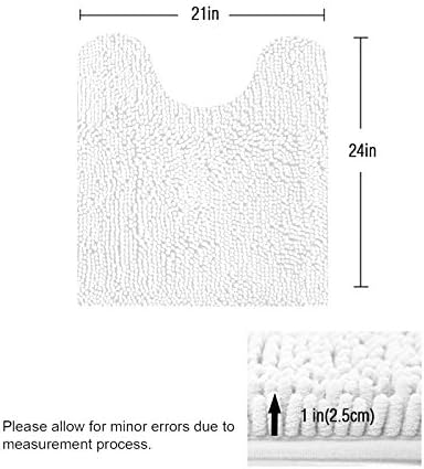 ITSOFT Standard 24"x21" U-Shaped Non-Slip Shaggy Chenille Toilet Contour Bathroom Rug with Water Absorbent, White