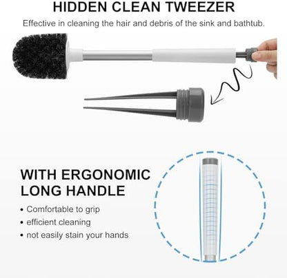 SetSail Toilet Brush and Holder 2 Pack, Self Closing Lid Toilet Bowl Brushes Holder and Extra Long Handle Ventilated Toilet Brush Set for Bathroom Cleaning, Nylon Bristles, White & Grey