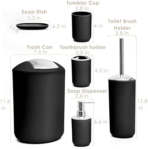 Moss & Stone 6-Piece Black Bathroom Accessories Set, Soap Dispenser