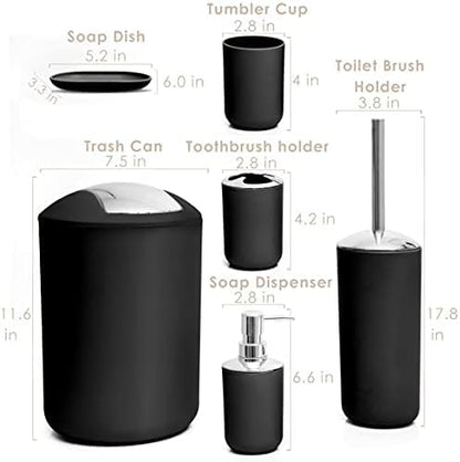 Moss & Stone 6-Piece Black Bathroom Accessories Set, Soap Dispenser