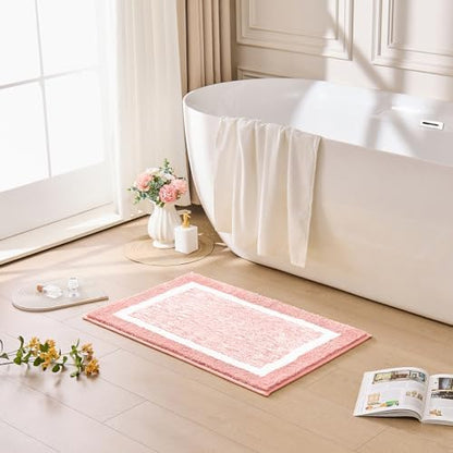 CozeCube Blossom Pink Bath Mat 32"x20" Non Slip Washable Rug