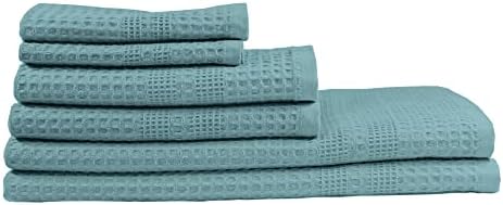 GILDEN TREE Waffle Towel Set Quick Dry Thin | 2 Bath Towels | 2 Hand Towels | 2 Washcloths, Classic Style (Seafoam)