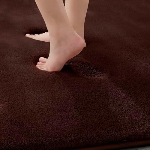 MINIDEAR Bathroom Rugs 44x24 Dark Brown - Thick Memory Foam Bath Mat, Ultra Soft & Plush Fluffy, Non-Slip, Quick Dry, Absorbent Washable Floor Microfiber Mat for Tub, Home Decor Accessories
