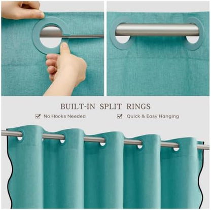 Furlinic Scalloped Shower Curtain 72x96 Extra Long Waterproof No Hook Teal