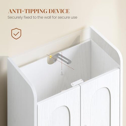 HEXCELEN Small Bathroom Storage Cabinet, Mediterranean, White