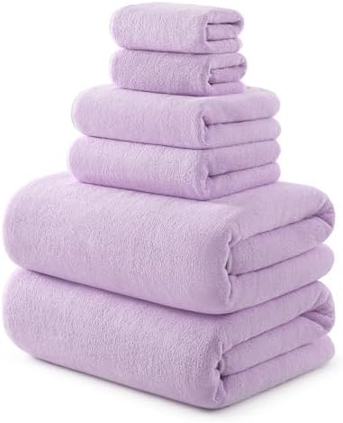 REDKISS Pack of 6 Towel Set - 2 Extra Large Bath, 2 Hand, 2 Washcloths, Ultra Soft & Highly Absorbent, Quicker to Dry, Purple Towels for Bathroom, Spa, Hotel, Gym