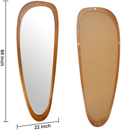 Irregular Asymmetrical Full Length Wall Mirror, 60"x22" Wooden Framed