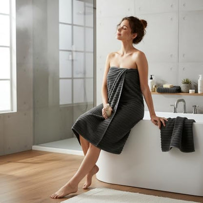 2 Piece Bath Sheets, 40"x80" Bath Towels, Charcoal Gray