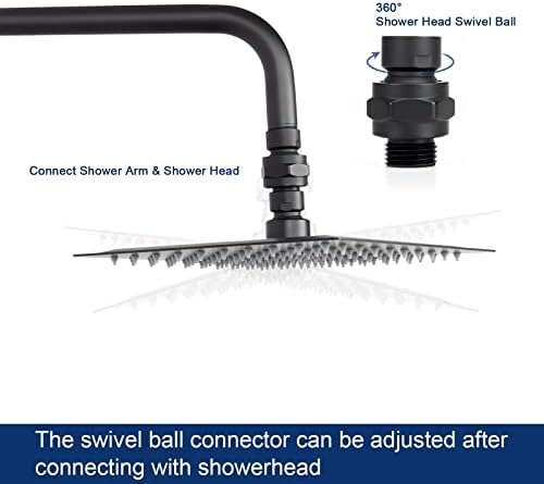 NearMoon Shower Head Swivel Ball Adapter - Solid Brass Shower Connector Ball Joint Adjustable Universal Shower Arm Extension Component (Matte Black)