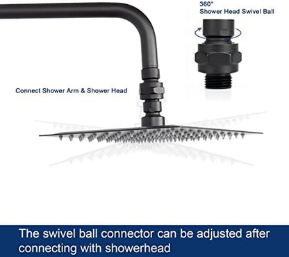 NearMoon Shower Head Swivel Ball Adapter - Solid Brass Shower Connector Ball Joint Adjustable Universal Shower Arm Extension Component (Matte Black)