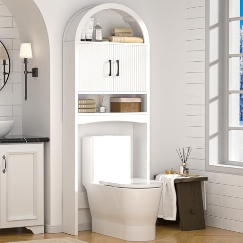Spurgehom Arch Over The Toilet Storage Cabinet,Bathroom Organizer, White