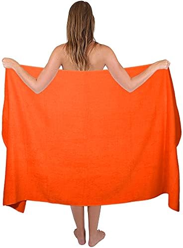 Belizzi Home Premium Cotton Oversized 2 Pack Bath Sheet 35x70-100% Pure Cotton - Ideal for Everyday use - Ultra Soft & Highly Absorbent - Machine Washable - Orange