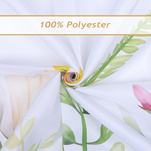 Bonhause Floral Shower Curtain, Yellow White Wildflower Plant Butterfly Spring Summer Bathroom Decor 72x72 Inch Polyester Fabric Waterproof Bath Curtain with 12 Hooks