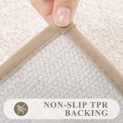 Pauwer Bathroom Rugs Sets 2 Piece, Non Slip Washable Bath Mat, Light Beige