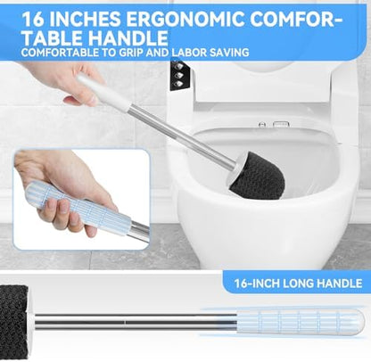 TRENTI Toilet Brush and Holder Set - Bristles Bowl Brush Head with Ventilated Holder, Wall Mounted Compact Set for Bathroom Deep Cleaning