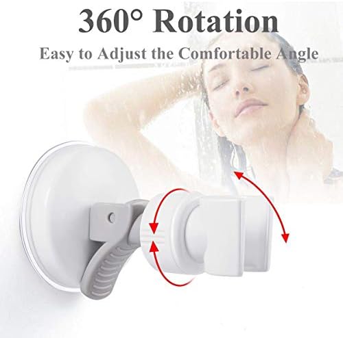 Adjustable Shower Head Holder, Bathroom Suction Cup Bracket for Handheld Shower, Removable Wall Mount (White-1)