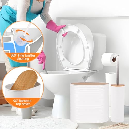 10 PCS White Bathroom Accessories Set with Trash Can Bathroom Accessory