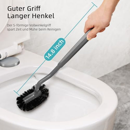 HAMITOR Toilet Bowl Brush Holder Set, Dead Corner S-Shaped Bristle Scrubber