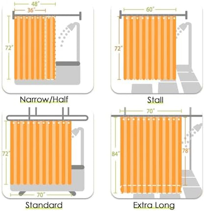 jinchan Ombre Cloudy Grey Shower Curtain for Bathroom 36x72 Inch 7 Hooks